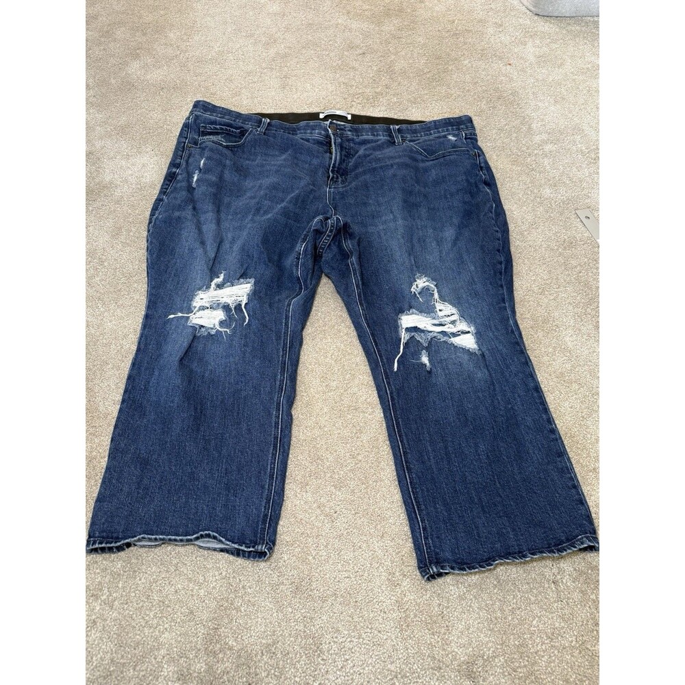 Old Navy Blue Distressed Plus Size 28 Short Length High Rise Slim Straight Jean